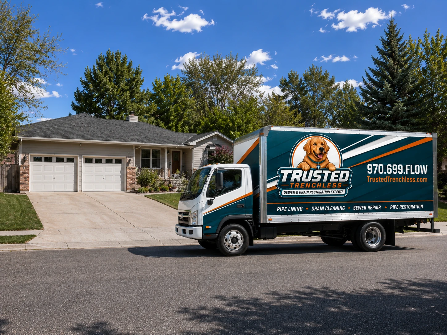 Trusted Trenchless pipe lining and sewer repair service truck